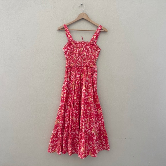 J. Crew Ruffle Trim Tiered Maxi Dress XS Petite Sunny Blooms Coral Cottage NWT - Picture 6 of 14